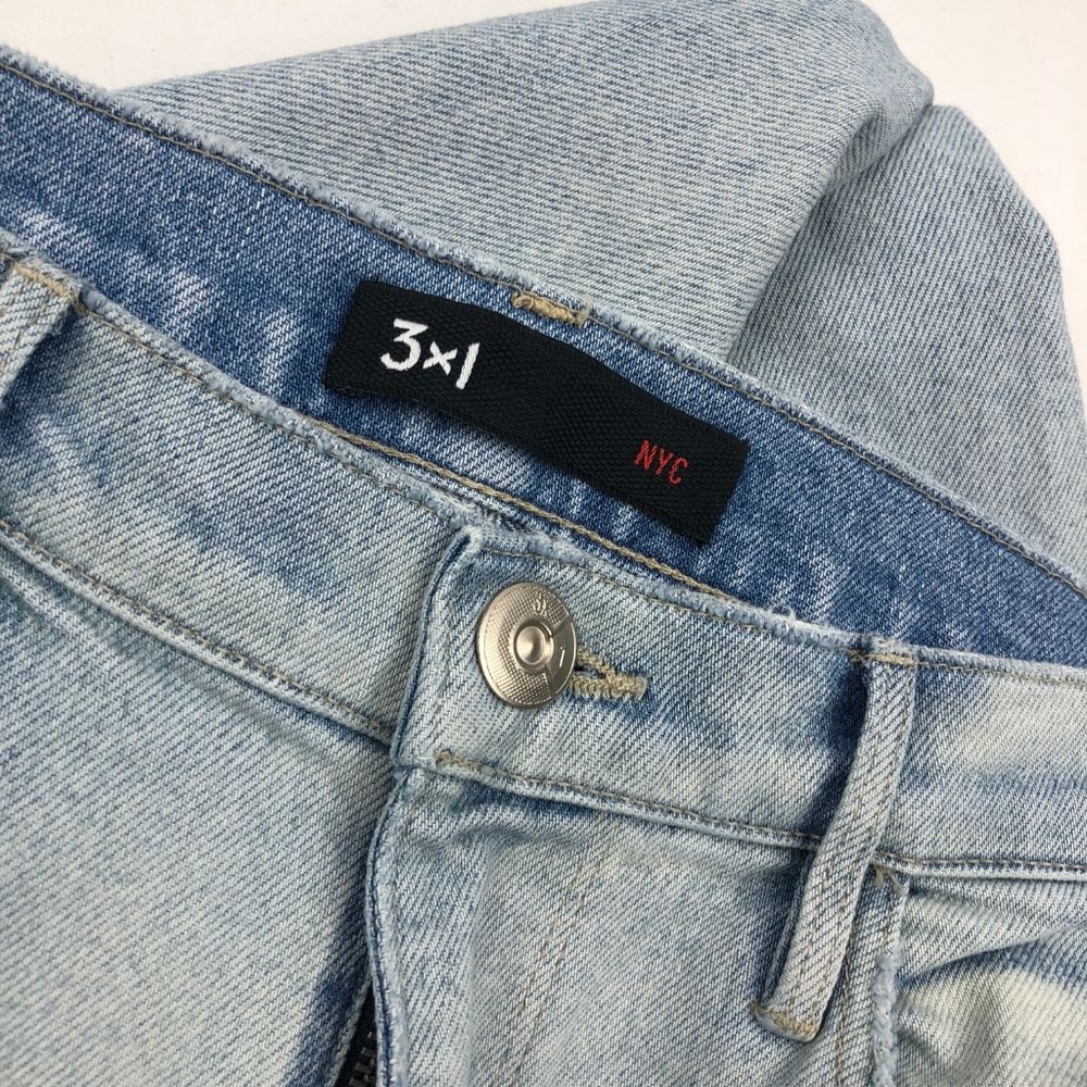 NWOT 3X1 Light Wash Distressed Straight Leg Jeans - Picture 6 of 7